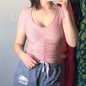 Pink and white tee